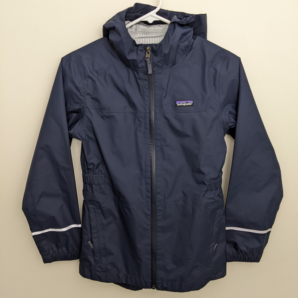 Patagonia Torrentshell 3L Rain Jacket Girls Size XL/14 Black Zip Coat Kids H2NO